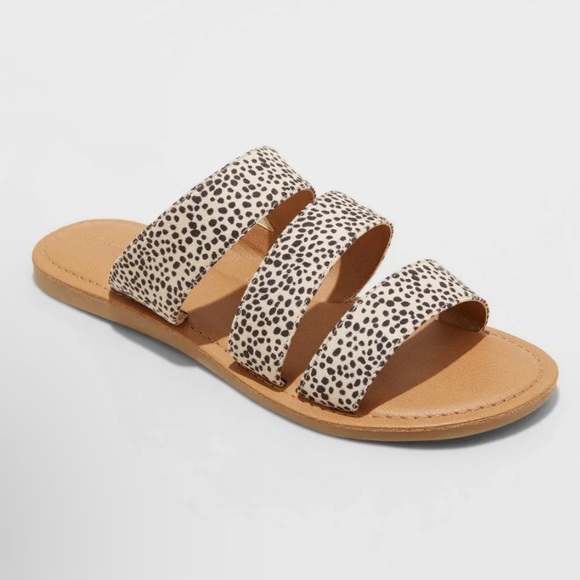 Universal Thread Sammi Leopard Print Triple Band Dot Sandal Shoe Spring - Picture 1 of 7